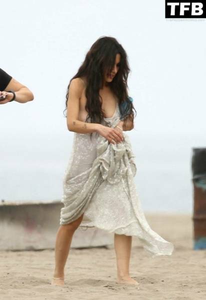 Sarah Shahi is Spotted During a Beach Shoot in LA on girlsabc.com