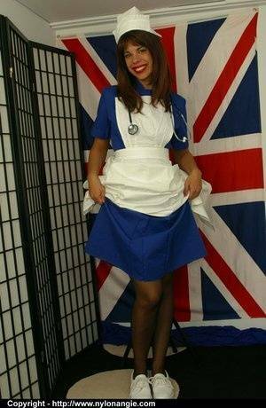 Nylon Angie Sweet nurse in stockings on girlsabc.com