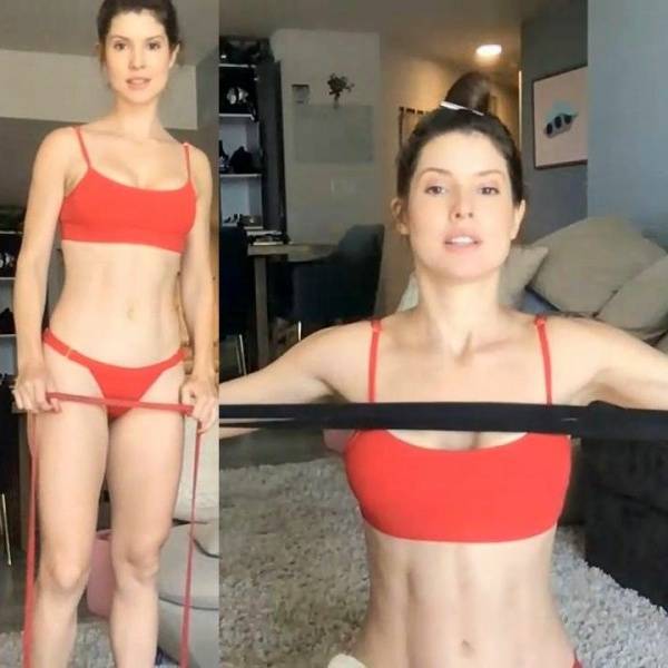 Amanda Cerny Bikini Bands Workout Livestream Leaked - Usa on girlsabc.com