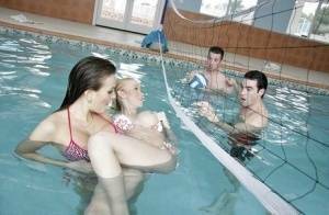 Full-bosomed water polo players enjoy a groupsex with their opponents on girlsabc.com