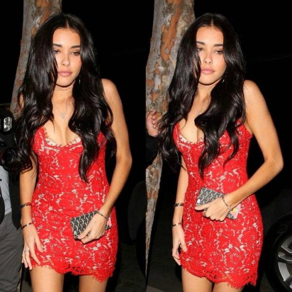 Madison Beer Sexy Red Paparazzi Dress Set Leaked - Usa on girlsabc.com