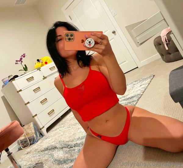 Alinity Braless Red Thong Mirror Selfies Onlyfans Set Leaked on girlsabc.com