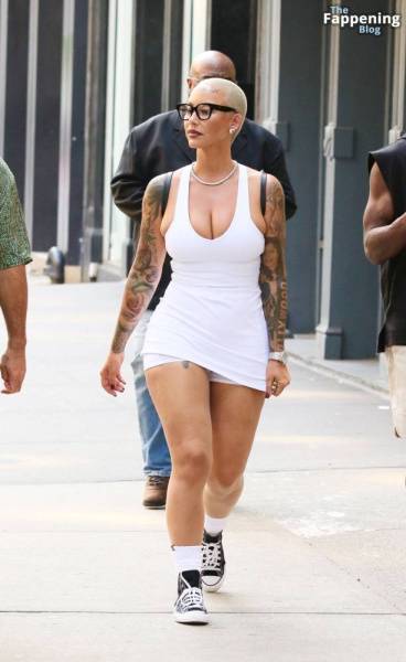 Amber Rose Turns Heads in a Revealing White Mini Dress During SoHo Outing (39 Photos) on girlsabc.com