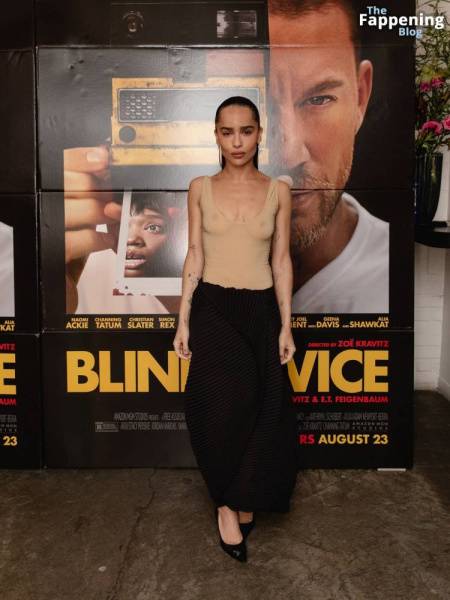 Zoë Kravitz Poses Braless at the Premiere of “Blink Twice” in NY (4 Photos) on girlsabc.com